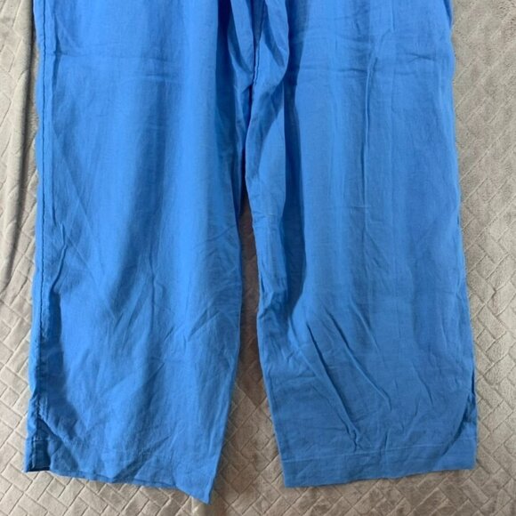 A New Day Womans 6 Linen Blend Pants Blue High Rise Baggy Straight Leg - Picture 14 of 15